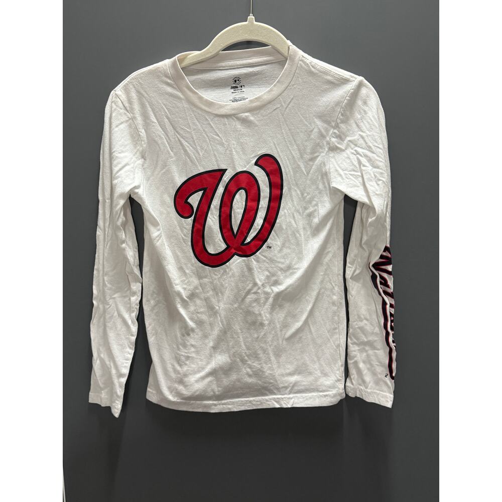 Washington Nationals Long Sleeve White Branded TShirt Youth M